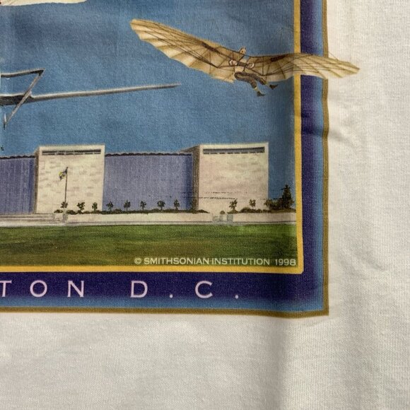 Vintage Jerzees Shirt Mens Large Air & Space Museum Tee White Smithsonian 1998 - Picture 5 of 7